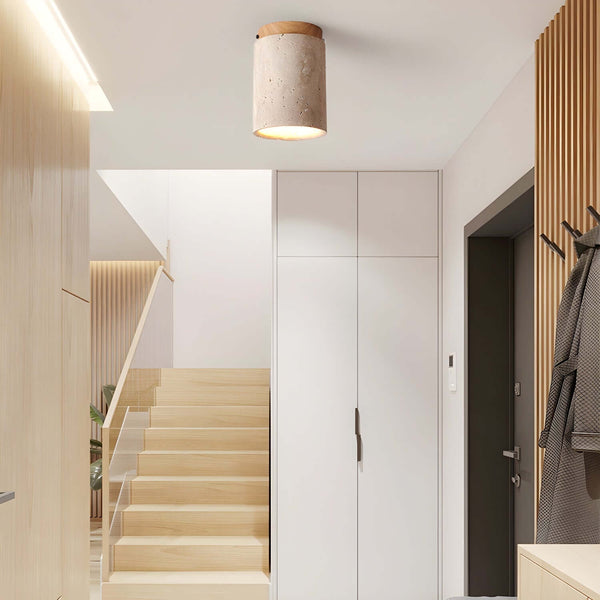 Teppa Ceiling Light – Travertine Cylindrical Light for Bedroom & Aisle | Alsolight