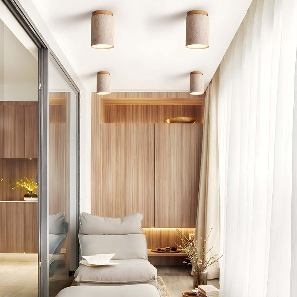Teppa Ceiling Light – Travertine Cylindrical Light for Bedroom & Aisle | Alsolight
