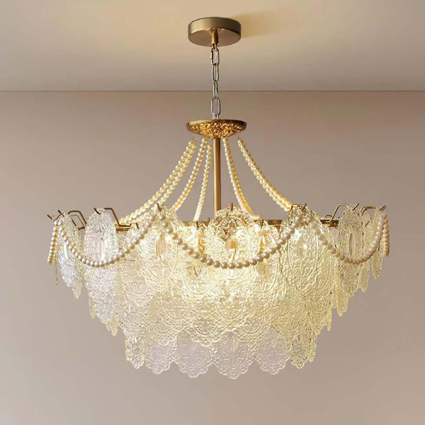 Vervira Chandelier – Modern Crystal Pearl Pendant Light, Gold Finish | Alsolight