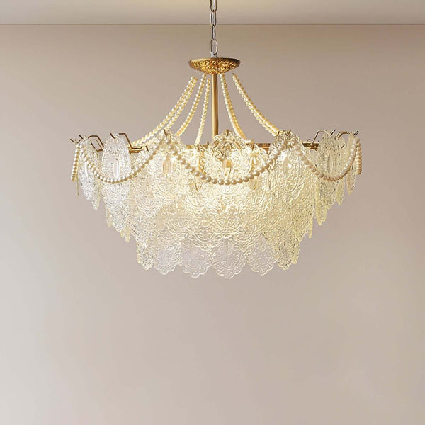 Vervira Chandelier – Modern Crystal Pearl Pendant Light, Gold Finish | Alsolight