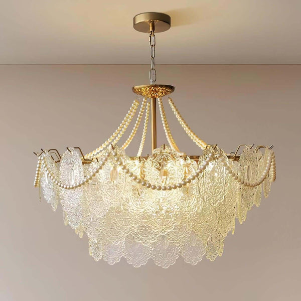 Vervira Chandelier – Modern Crystal Pearl Pendant Light, Gold Finish | Alsolight