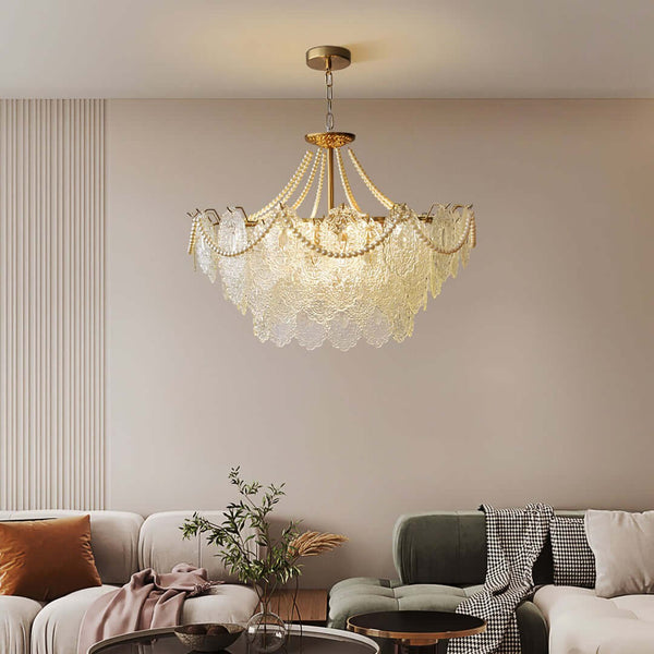 Vervira Chandelier – Modern Crystal Pearl Pendant Light, Gold Finish | Alsolight