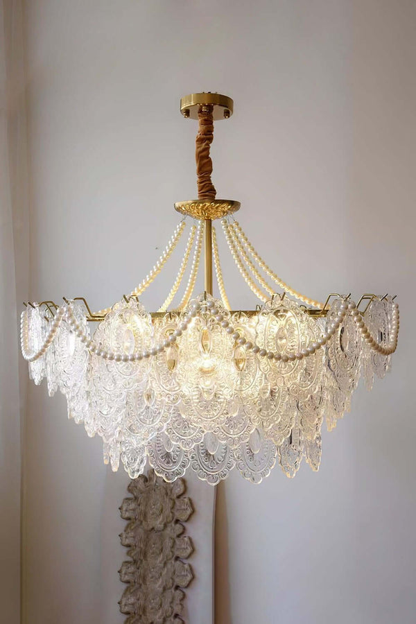 Vervira Chandelier – Modern Crystal Pearl Pendant Light, Gold Finish | Alsolight
