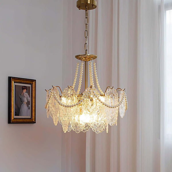 Vervira Chandelier – Modern Crystal Pearl Pendant Light, Gold Finish | Alsolight