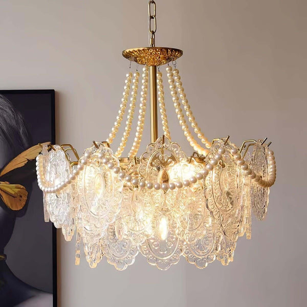 Vervira Chandelier – Modern Crystal Pearl Pendant Light, Gold Finish | Alsolight