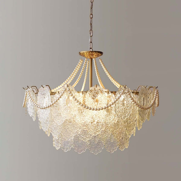 Vervira Chandelier – Modern Crystal Pearl Pendant Light, Gold Finish | Alsolight