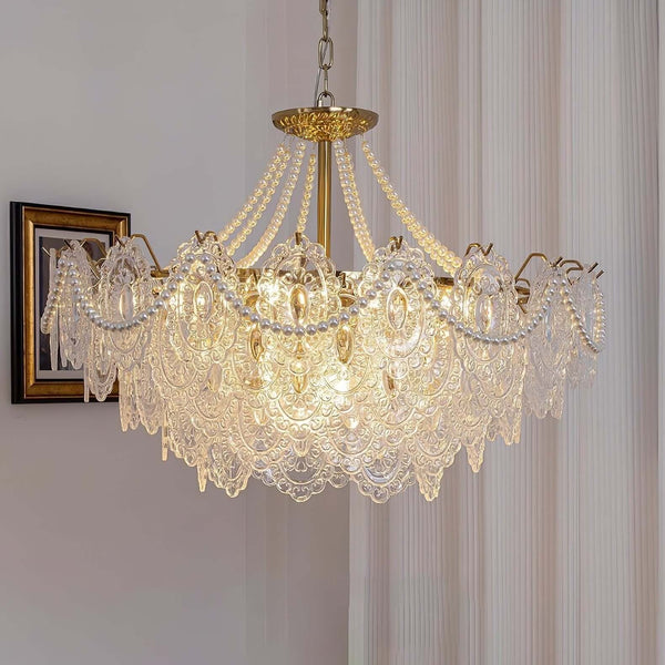 Vervira Chandelier – Modern Crystal Pearl Pendant Light, Gold Finish | Alsolight