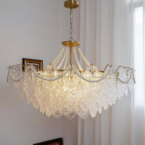 Vervira Chandelier – Modern Crystal Pearl Pendant Light, Gold Finish | Alsolight
