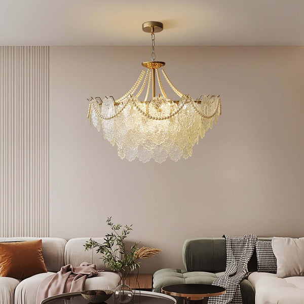 Vervira Chandelier – Modern Crystal Pearl Pendant Light, Gold Finish | Alsolight