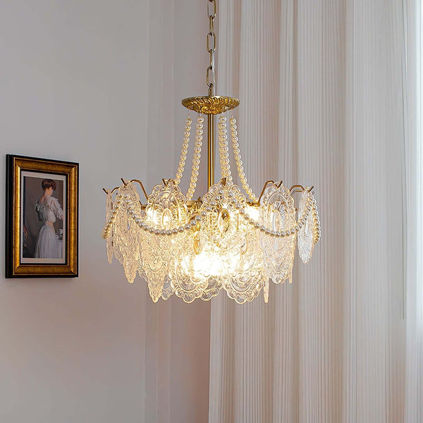 Vervira Chandelier – Modern Crystal Pearl Pendant Light, Gold Finish | Alsolight