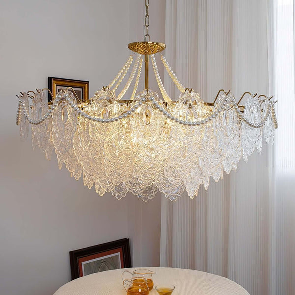 Vervira Chandelier – Modern Crystal Pearl Pendant Light, Gold Finish | Alsolight