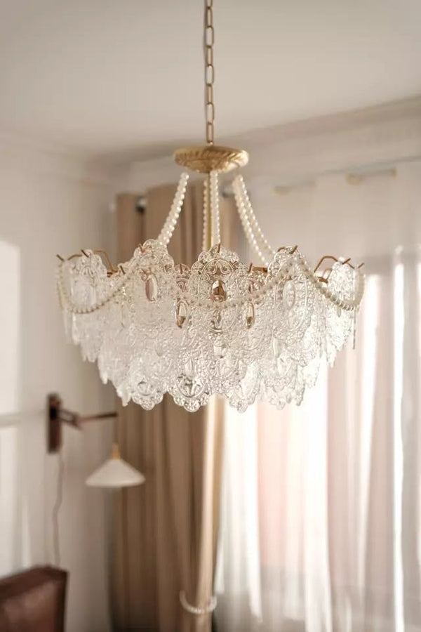 Vervira Chandelier – Modern Crystal Pearl Pendant Light, Gold Finish | Alsolight