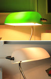 Emerald Banker Green Glass  Table Lamp