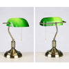 Emerald Banker Green Glass  Table Lamp