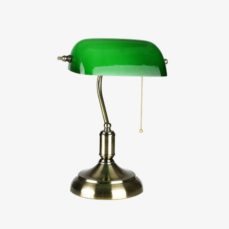Emerald Banker Green Glass  Table Lamp