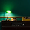 Emerald Banker Green Glass  Table Lamp